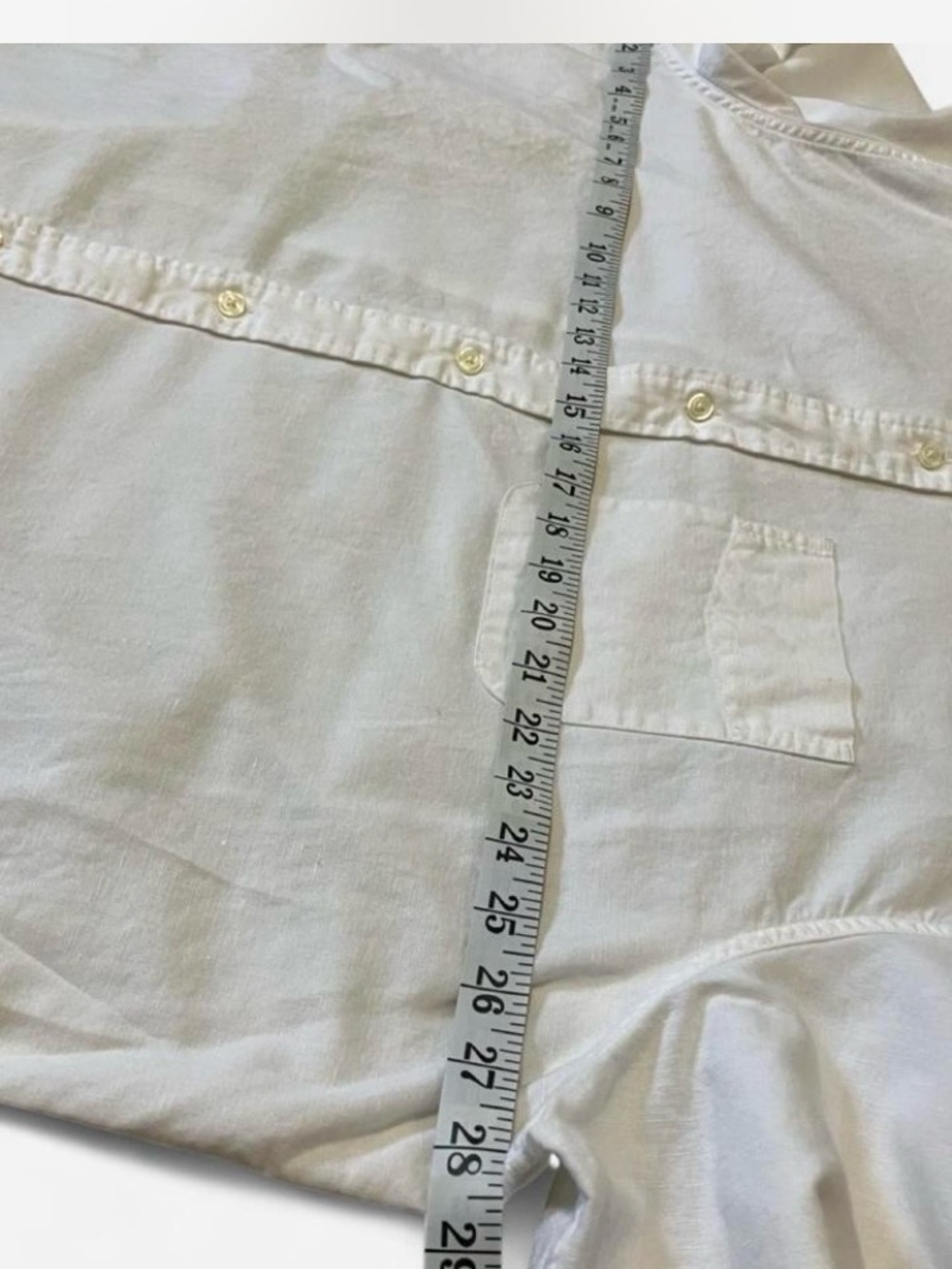 Eddie Bauer Linen Blend White Band-Collar Button-Down Shirt Coastal Size 3XL - Picture 3 of 8